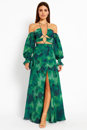 CAMERON KARMA MAXI DRESS - EMERALD GREEN FLORAL