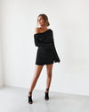 CUPRO LONG SLEEVE MINI DRESS - BLACK (PREORDER)