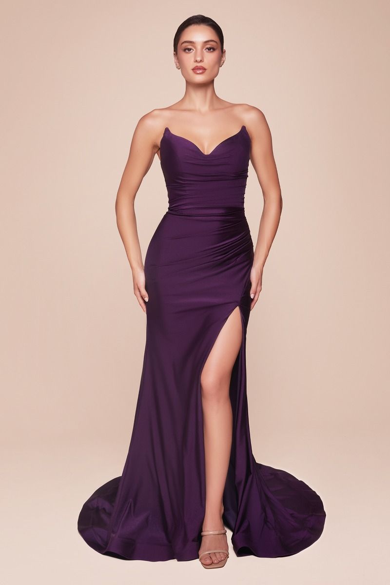 open lace back dress High Low Prom Dresses,Satin Prom Dress for Teens,Modest Prom Dress,PD00366, US26W / Red main image 1