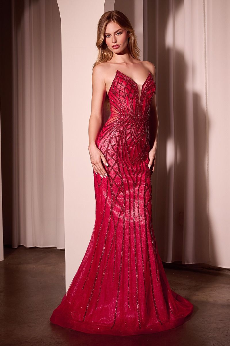 VENUS EMBELLISHED GOWN - RED | CC6018