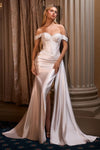 ADALEE LACE FITTED GOWN - OFF WHITE | CD803W