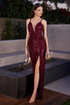 DRAPED SEQUIN GOWN -  BLACK CD279