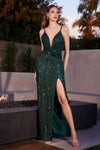 DRAPED SEQUIN GOWN - ROSE GOLD CD279