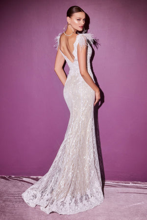 LACE FITTED WEDDING GOWN - OFF WHITE | CD952