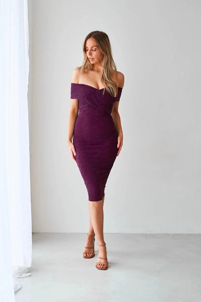 BRENDA DRESS - AUBERGINE GLITTER