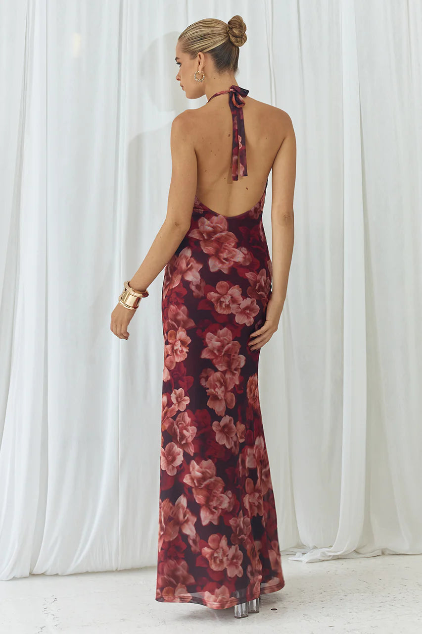 Evalina Maxi Dress - Wine Floral Evalina Maxi Dress - Wine Floral
