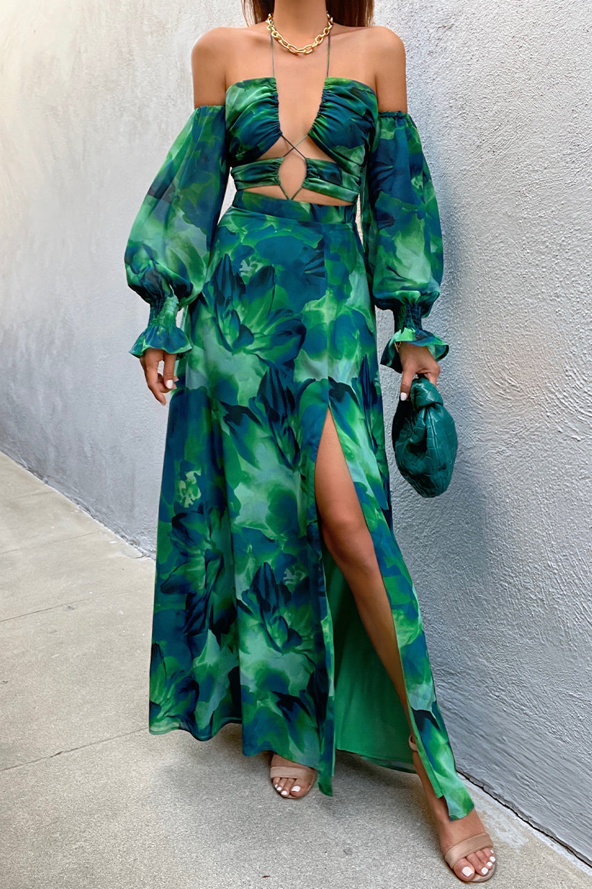 Emerald green best sale floral maxi dress