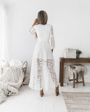 Boho High Low Dress - White Boho High Low Dress - White
