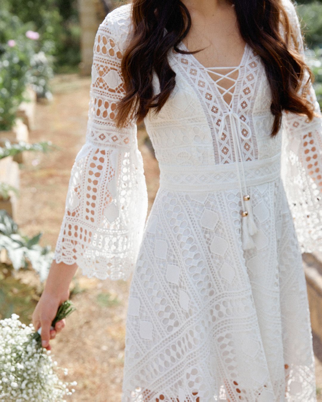 Boho High Low Dress - White Boho High Low Dress - White