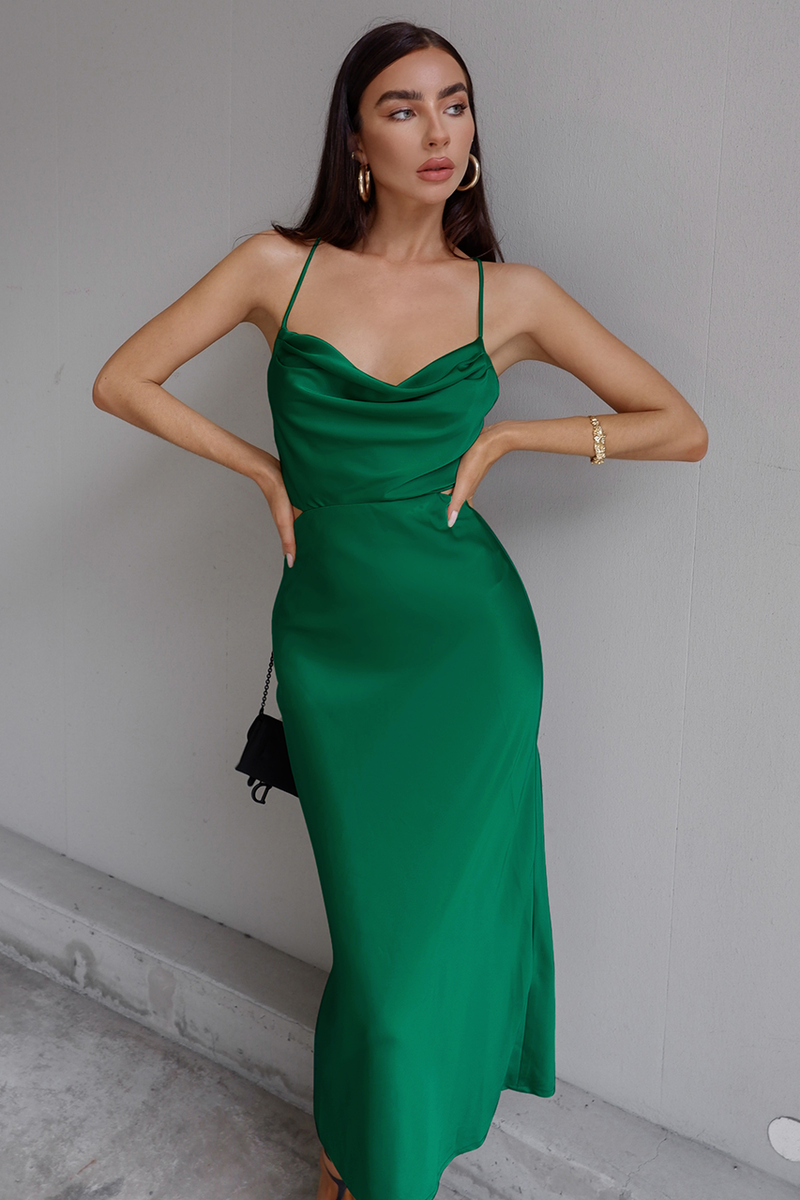 OLIVIA SLIP DRESS - GREEN