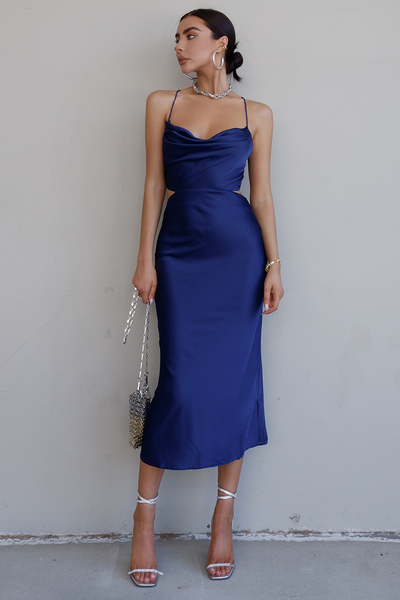OLIVIA SLIP DRESS - NAVY