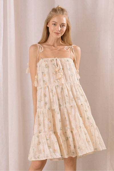 DAWN FLORAL EYELET DRESS - CREAM