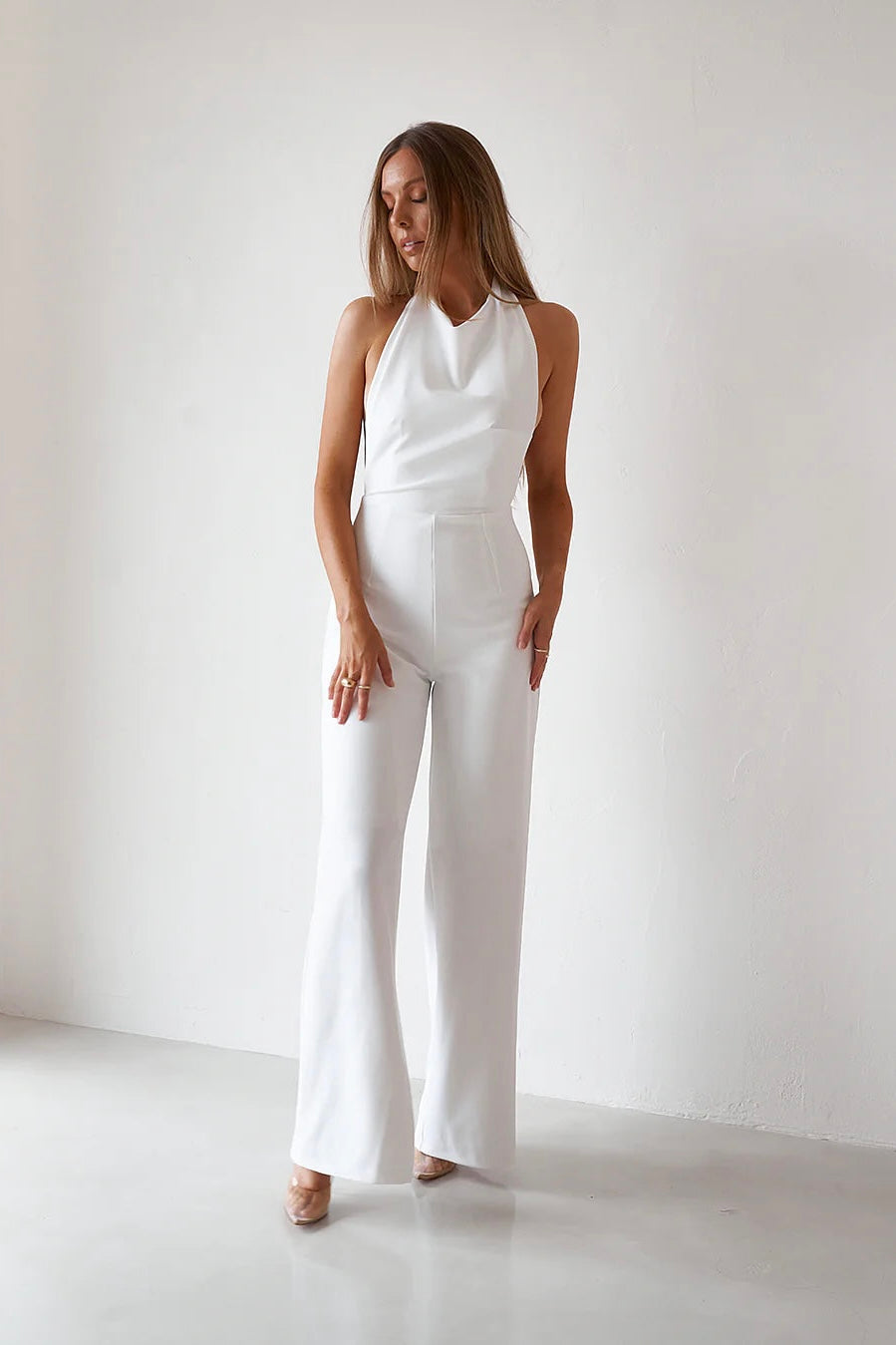 BACKLESS JUMPSUIT - WHITE